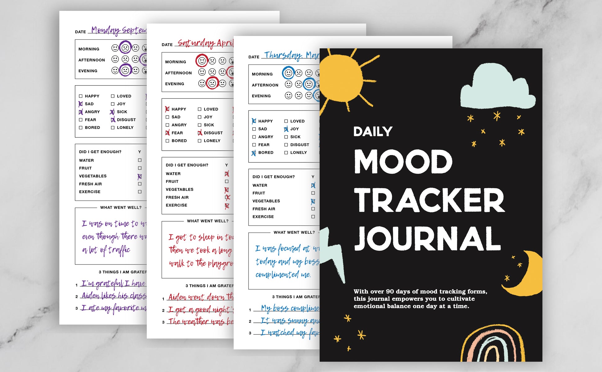 Daily Mood Tracker Journal - Spiral Bound - 90-Day Logbook of Mood Tracking Forms